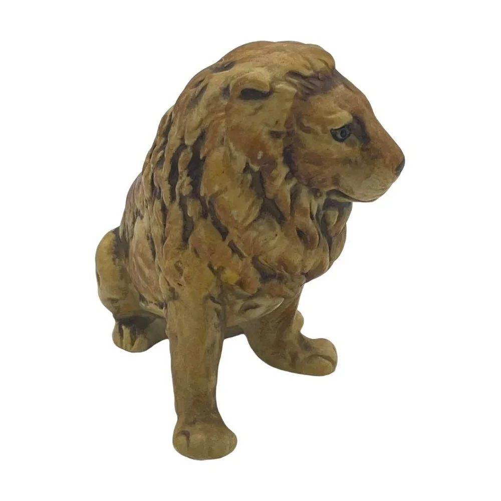 Vintage Mid-Century Lion Porcelain Figurine Realistic Matte Glaze Hand Painted ? - Picture 2 of 12